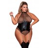 Body grande taille large résille et porte jarretelle simili cuir avec chainettes - DG12495XBLKCatalogue  Produits