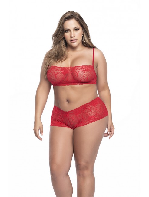 Panty & Top Lace Set  - MAL206XRED