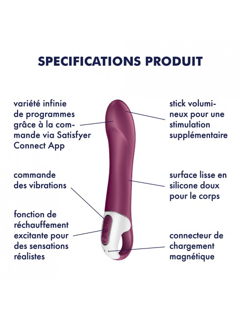 Vibromasseur chauffant connecté USB rouge Big Heat Satisfyer - CC597784