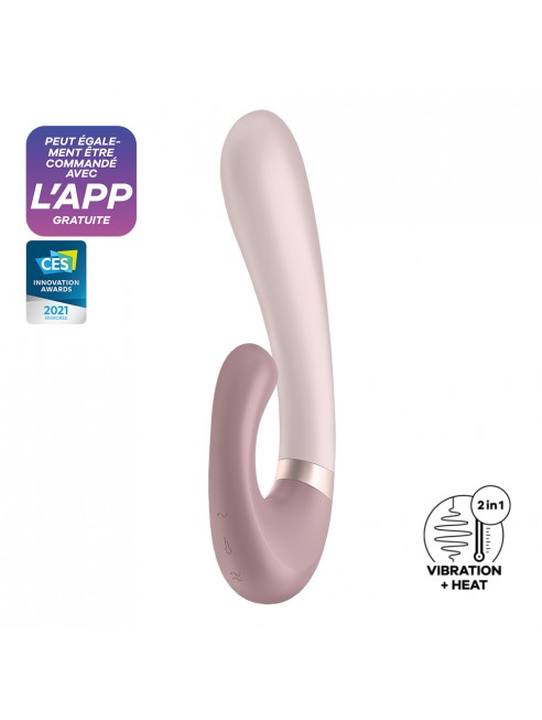 Vibromasseur point G avec stimulateur clitoris connecté USB mauve Heat Wave Satisfyer - CC597777