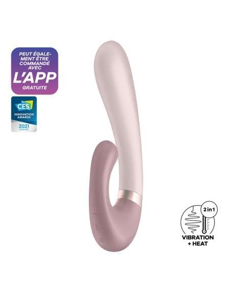 Vibromasseur point G avec stimulateur clitoris connecté USB mauve Heat Wave Satisfyer - CC597777