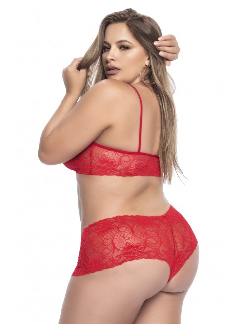 Panty & Top Lace Set  - MAL206XRED