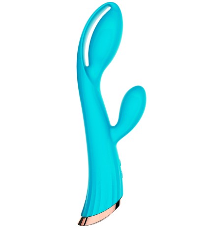 Vibromasseur bleu avec stimulateur de clitoris LRIS USB - LRISBLUE