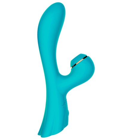 Vibromasseur double stimulation point G et clitoris par succion bleu USB - FAIRYBLUE