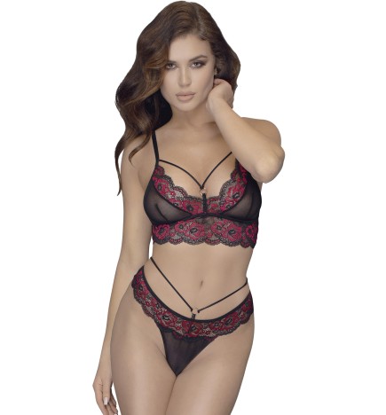 Ensemble soutien-gorge et string en dentelle et résille - R2213788