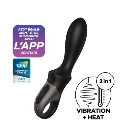 Vibromasseur noir USB, chauffant et connecté Heat Climax Satisfyer - CC597789