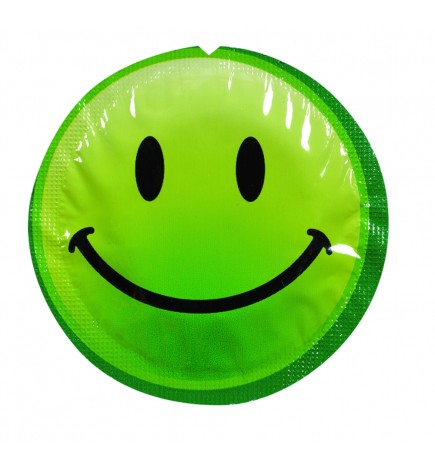 Préservatif lubrifié en latex smiley x 1 couleur aléatoire 54mm - 100EXSS
