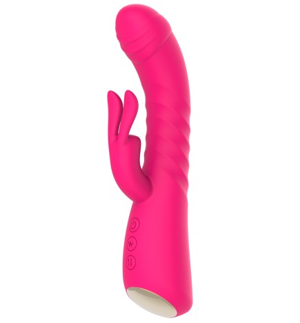 Vibromasseur rabbit rose chauffant avec fonction va-et-vient, USB - WS-NV040