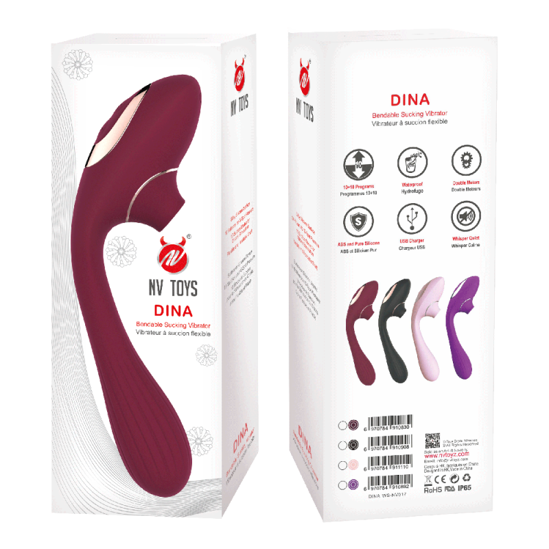 2 en 1 stimulateur de clitoris et vibromasseur point G USB violet flexible rose DINA - WS-NV017PNK