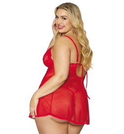 Nuisette et string rouge grande taille - DG12701XRED