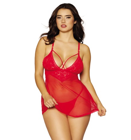 Nuisette et string rouge - DG12701RED