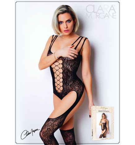 Bodystocking dentelle floral et triple bretelles - Le Numéro 9 - Collection Bodystocking - CM99009