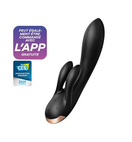 Vibromasseur rabbit noir double stimulation clitoris Double Flex Satisfyer - CC597809