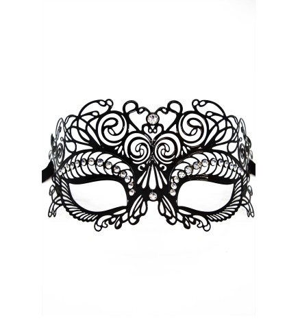 Masque vénitien Giulia rigide noir avec strass