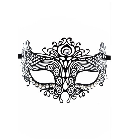 Masque vénitien Ornella rigide noir avec strass