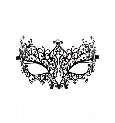 Masque vénitien Chiara rigide noir avec strass