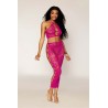 Ensemble Soutien-gorge et jupe longue en filet rose