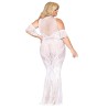 Robe bodystocking, grande taille, en résille t dentelle blanche