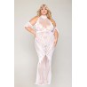 Robe bodystocking, grande taille, en résille t dentelle blanche