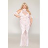 Robe bodystocking, grande taille, en résille t dentelle blanche