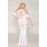 Robe bodystocking, grande taille, en résille t dentelle blanche