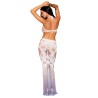 Robe bodystocking blanche sans couture avec motif de dentelle