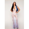 Robe bodystocking blanche sans couture avec motif de dentelle