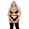 Ensemble grande taille avec Soutien-gorge, jupe porte-jarretelles, string