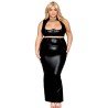 Ensemble Soutien-gorge et jupe longue, grande taille, noir en simili cuir - DG13198XBLK