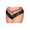 Culotte en dentelle noire, grande taille, avec lanières et chaines dorées - DG1489XBLK