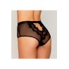 Culotte en résille et dentelle noire avec jarretelles roses - DG1485BLK