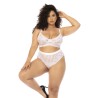 Ensemble 2 pièces blanc grande taille Emberly, soutien gorge et culotte taille haute - MAL8842XWHT