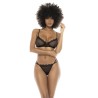 Ensemble 3 pièces Whitney noir, soutien gorge, porte jarretelles tour de taille et string - MAL8860BLK