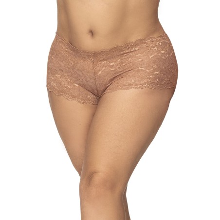 Shorty grande taille en dentelle couleur taupe - MAL90TAUP