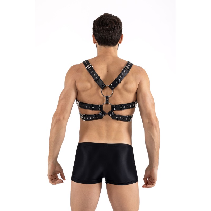 Harnais homme simili cuir avec sangles reliées par de larges anneaux - LM302412150