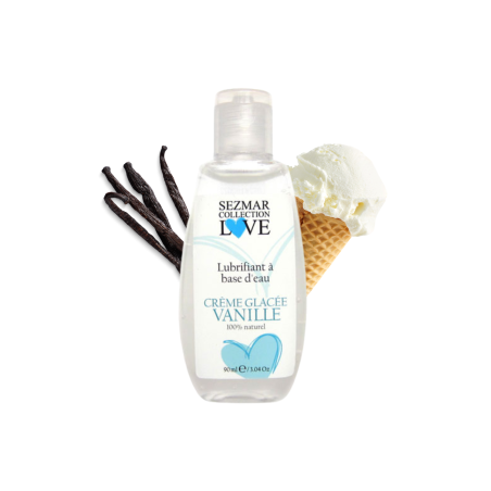 Lubrifiant à base d'eau 100% naturel Crème glacée vanille 90 ml - SEZ080