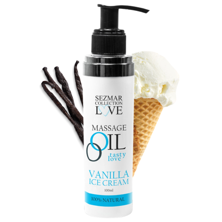 Huile de massage comestible Vanille glacée 100ml 100% naturelle - SEZ063A