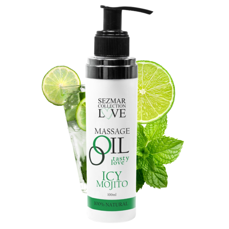 Huile de massage comestible mojito menthe 100ml 100% naturelle - SEZ005A