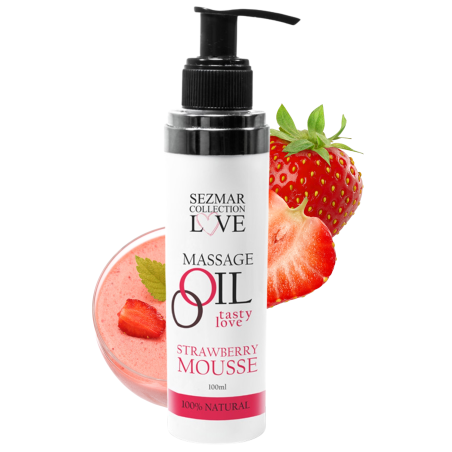 Huile de massage comestible mousse de fraise 100ml 100% naturelle - SEZ003A