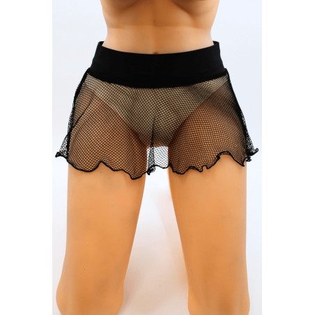 Mini jupe noire en résille large transparente Sofia - LSN4