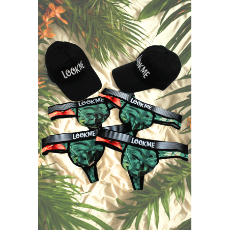 Pack 4 Strings Homme LM2402-57ARO LOOKME + 2 Casquettes Offertes