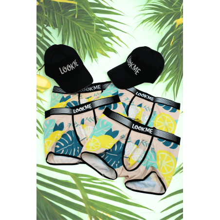 Pack 4 Boxer LM2402-67LEM LOOKME + 2 Casquettes Offertes