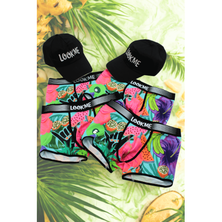 Pack 4 Boxer LM2402-67SWE LOOKME + 2 Casquettes Offertes