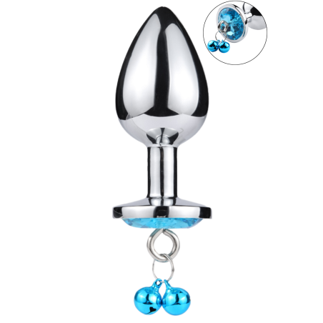 Plug bijou aluminium bleu avec clochettes Taille M -  RY-002-A-ZB