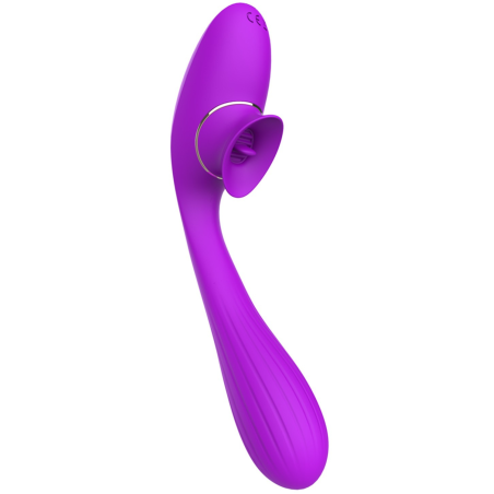 Stimulateur Clitoridien avec langue & Vibromasseur Point G 2-en-1 DISA Violet Cœur Ardent - WS-NV025