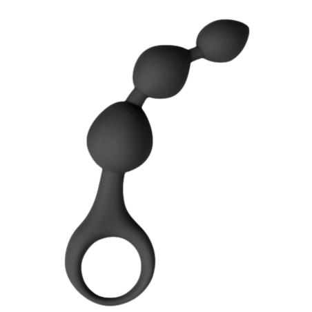 Chapelet anal 3 boules noir silicone 15 cm Pocket Pleasure + 1 dosette lubrifiant