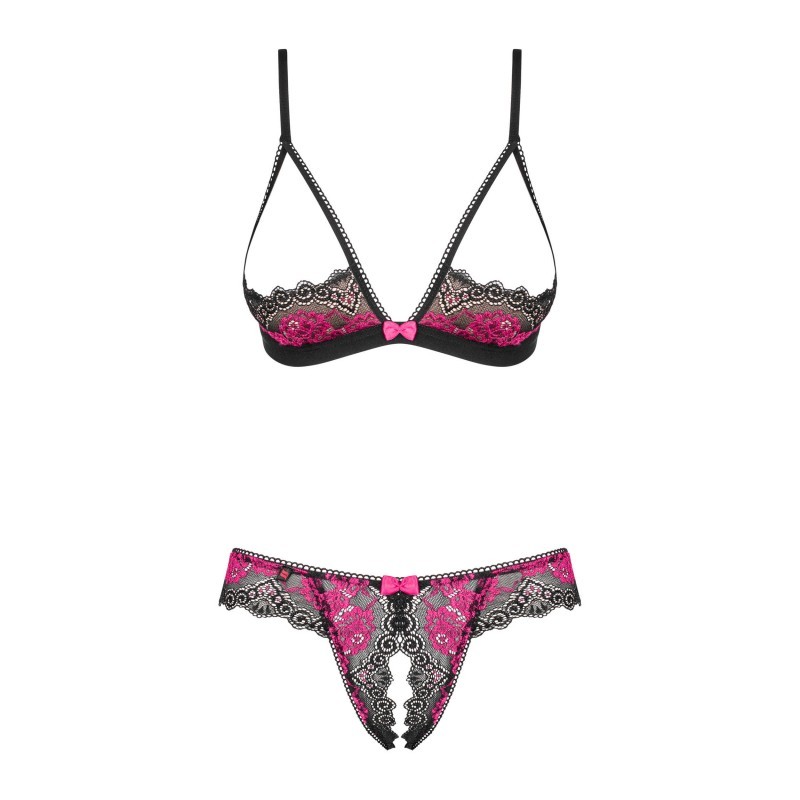 Tulia Ensemble ouvert 2 pcs - Noir et Fuchsia