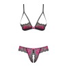 Tulia Ensemble ouvert 2 pcs - Noir et Fuchsia