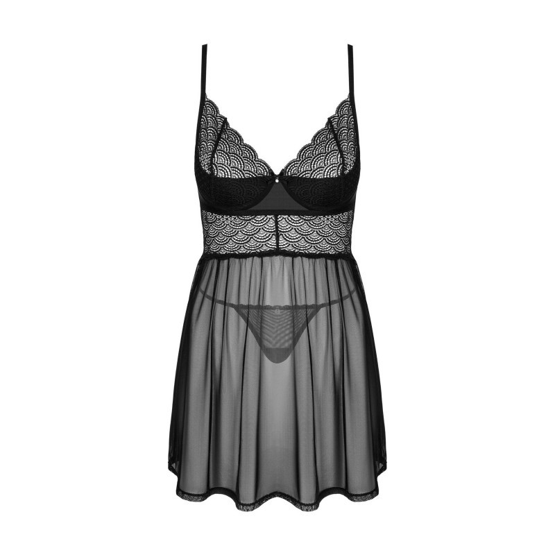 Chemeris babydoll et String - Noire