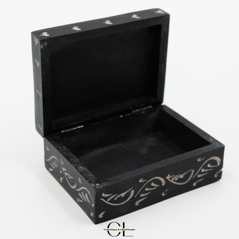 Boîte à bijoux en pierre Saponite rectangle Fleur de Vie 10cm